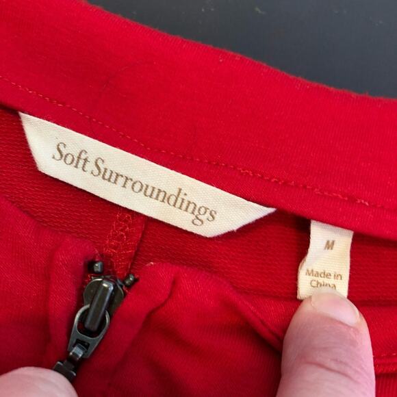 Soft Surroundings red full zip ruffle hem knit jacket size Medium - Picture 8 of 14